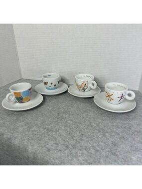Illy Expresso Coffee Cups and Saucer Art Collection 1992 Richard Ginori Set of 4